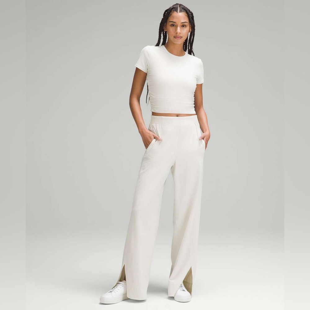 🍋 Lululemon Stretch Woven Wide-Leg High-Rise Pant, Bone, size L COPY